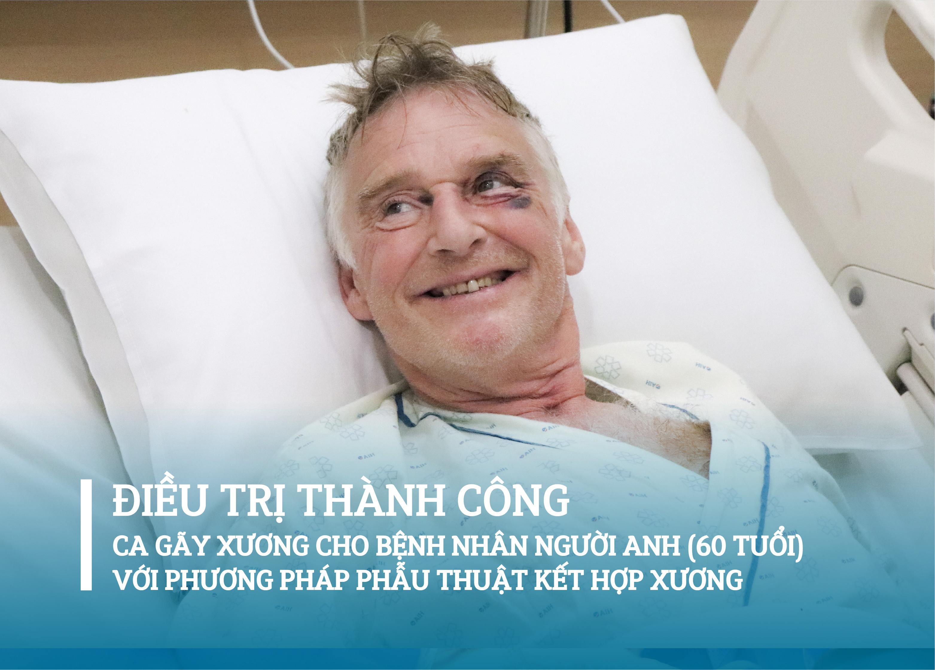 ĐIỀU TRỊ THÀNH CÔNG CA GÃY XƯƠNG CHO BỆNH NHÂN NGƯỜI ANH (60 TUỔI) VỚI PHƯƠNG PHÁP PHẪU THUẬT KẾT HỢP XƯƠNG TẠI AIH