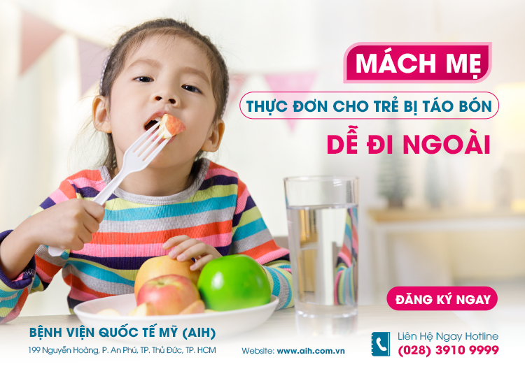 MÁCH MẸ THỰC ĐƠN CHO TRẺ TRÁNH BỊ TÁO BÓN