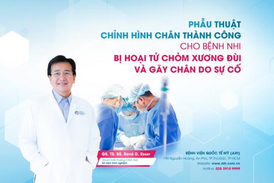 PHẪU THUẬT CHỈNH HÌNH CHÂN THÀNH CÔNG CHO BỆNH NHI BỊ HOẠI TỬ CHỎM XƯƠNG ĐÙI VÀ GÃY CHÂN DO SỰ CỐ