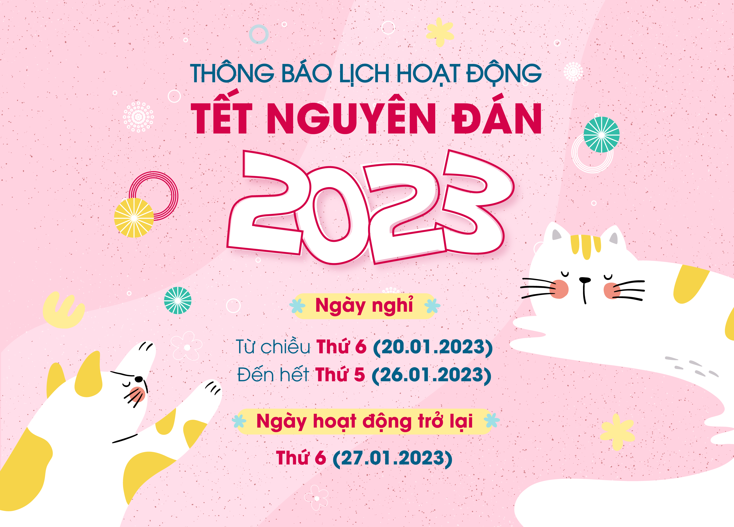 THÔNG BÁO LỊCH HOẠT ĐỘNG TẾT NGUYÊN ĐÁN – QUÝ MÃO 2023