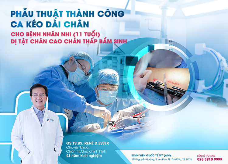 PHẪU THUẬT THÀNH CÔNG CA KÉO DÀI CHÂN CHO BỆNH NHÂN NHI (11 TUỔI) DỊ TẬT CHÂN CAO CHÂN THẤP BẨM SINH
